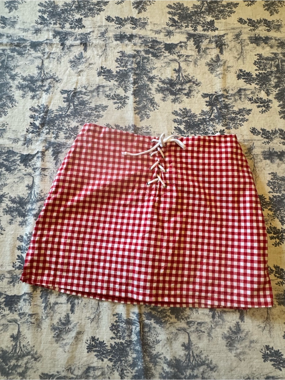 Vintage red Gingham Lace-Up skort